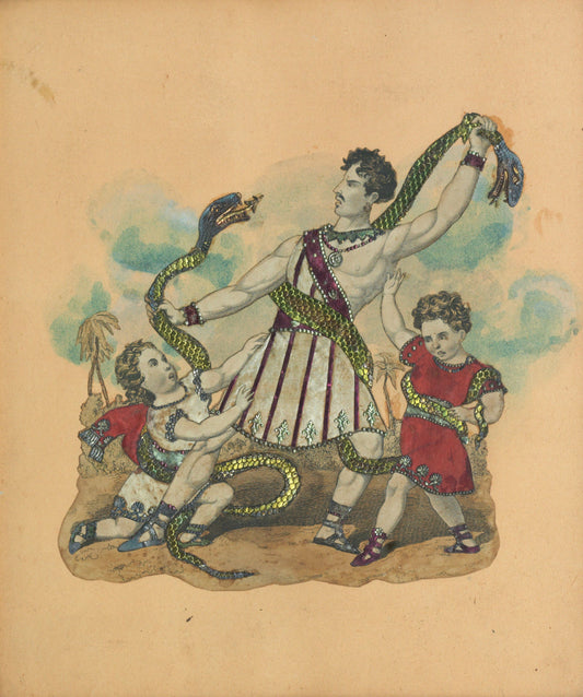 Victoria tinsel print, Monsr. Martin combating the boa constrictor, circa 1830