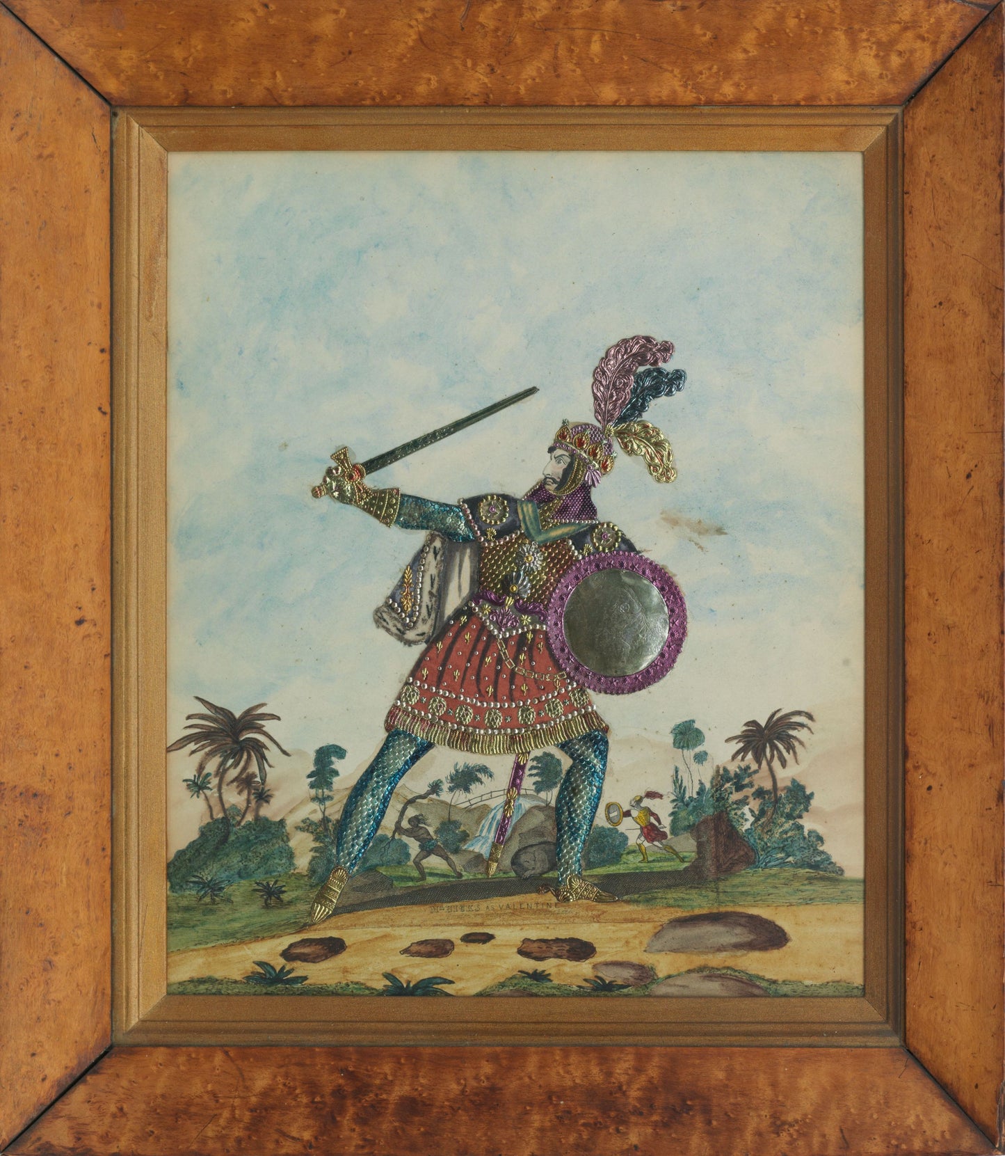 Victorian tinsel print, Mr Hicks as Valentine, circa 1830