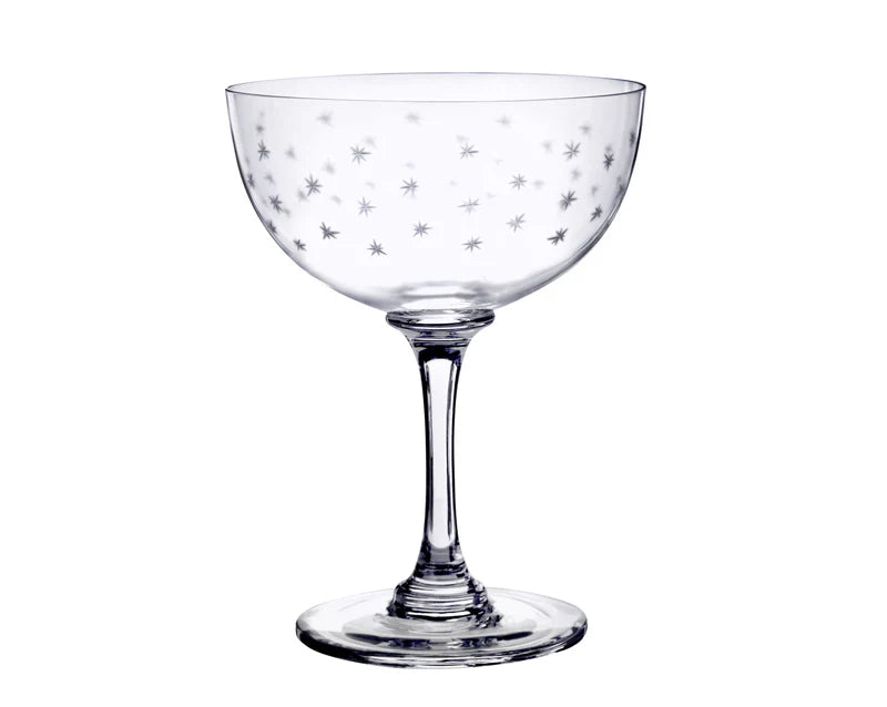 The Vintage List Crystal Champagne Saucers with Stars Design