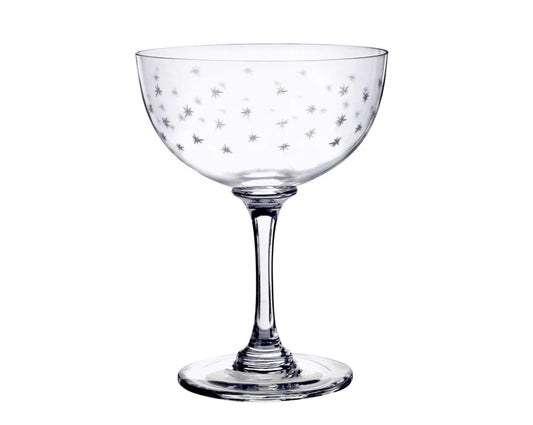 The Vintage List Crystal Champagne Saucers with Stars Design