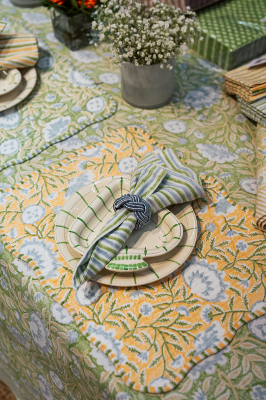 Napkins with Stripe Multi in Green & Blue by Chamois