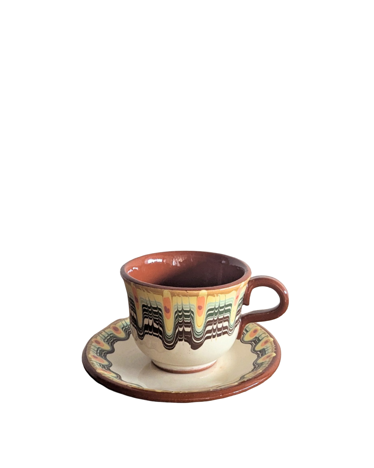 Tazzina da espresso in ceramica Troyan con piattino - vari colori